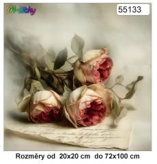 MOB Panel bez střihu  vintage růže tisk na objednávku výběr z rozměrů a materiálů