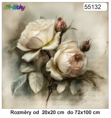MOB Panel bez střihu  vintage růže tisk na objednávku výběr z rozměrů a materiálů