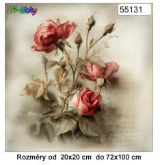 MOB Panel bez střihu  vintage růže tisk na objednávku výběr z rozměrů a materiálů