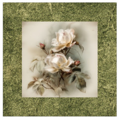 MOB Panel k ušití -  12 ks podkafíčka  vintage růže - náš tisk na objednávku