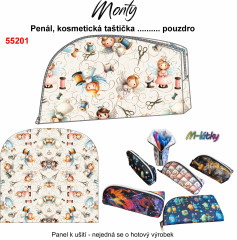 OB Monty penál (kosmetická taštička) švadlenky Andělky panel ve střihu tisk na objednávku