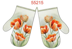 OB Kuchyňské rukavice chňapky(chňapka) - jarní kolekce oranžové tulipány Panel se střihem - fotonávod v popisu produktu