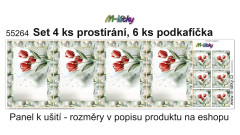 MOB Panel k ušití -  4 ks prostírání + 6 ks podkafíčka jarní kolekce tulipány - náš tisk na objednávku