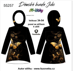 MOB F - Panel se střihem dámská bunda Julie - zlataví motýli Digitální tisk m-látky - výběr z variant  střih Fazonetka