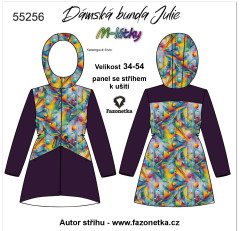 MOB F - Panel se střihem dámská bunda Julie - barevná geometrie Digitální tisk m-látky - výběr z variant  střih Fazonetka