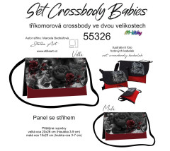 MOB B - Panel k ušití - Set tříkomorých crossbody kabelek Babies - střih Stilla Art (Marcela Bednářová) - růže (ples upírů) fotonávod v popisu produktu