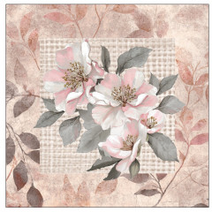 MOB Panel k ušití -  12 ks podkafíčka   kolekce vintage starorůžové malované květy - náš tisk na objednávku