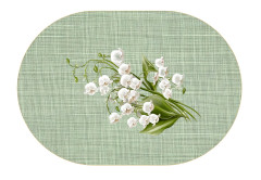 MOB Panel k ušití -  8 ks podkafíčka ovál - konvalinky - náš tisk na objednávku