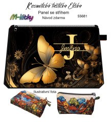 MOB Panel - Kosmetická taštička Eliška s monogramem a jménem - zlatý motýl návod k panelu zdarma - více v popisu produktu