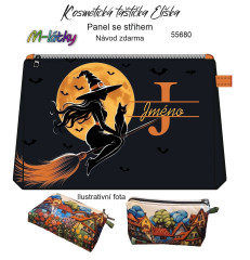 MOB Panel - Kosmetická taštička Eliška s monogramem a jménem - čarodějka s černou kočkou návod k panelu zdarma - více v popisu produktu