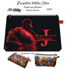 MOB Panel - Kosmetická taštička Eliška s monogramem a jménem - magická labuť návod k panelu zdarma - více v popisu produktu