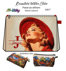 MOB Panel - Kosmetická taštička Eliška s monogramem a jménem - dáma v klobouku návod k panelu zdarma - více v popisu produktu