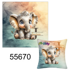 MOB Textilní panel  dekorativní polštář se jménem  a monogramem - slon výběr z variant