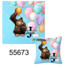 MOB Textilní panel  dekorativní polštář se jménem  a monogramem - opice s balónky výběr z variant