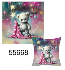 MOB Textilní panel  dekorativní polštář se jménem  a monogramem - medvěd s dekou výběr z variant