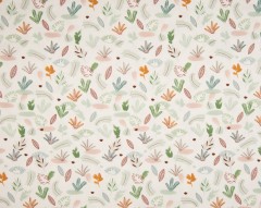 PA Úplet - květy- dusty ecru 95% bavlna 5% elastan