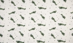 PA Úplet -  letadla - dusty green 95% bavlna 5% elastan