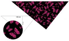 OB Panel k ušití - asymetrický trojúhelníkový šátek (šátko šála) - motýli výběr z variant