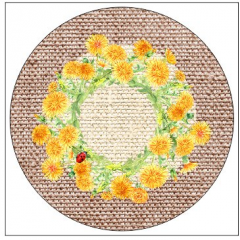 Panel  - pampelišky  - podkafíčka   - rozměr cca 12x12 cm panel k ušití - materiál výběr z variant