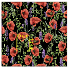 OB Metráž vlčí máky s levandulemi náš tisk na objednávku – výběr z materiálů