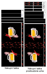 Panel k ušití  - nákupní taška/nákupní taška s prodluženými uchy - výběr z variant  - noty - ptáčci s květy (2)