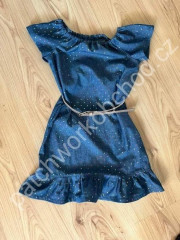 PA Bavlněná šatovka, halenkovina 100% bavlna - jeans s metalickými puntíky