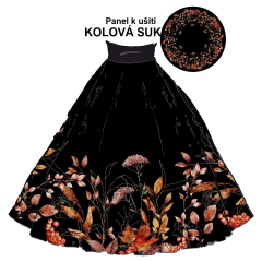 OB Panel - kolová sukně  výběr z průměru  od 60 do 145 cm - podzimní nostalgie tisk m-látky – výběr z rozměrů a variant materiálů