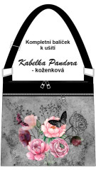 K Kompletní balíček k ušití - Kabelka Pandora - retro květy - koženka - náš UV tisk - návod zdarma v popisu produktu