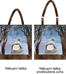 OB Nákupní taška - tučňák v lese panel se střihem náš tisk na objednávku
