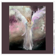 OB J - Panel k ušití  polštář - Anděl - autor malby Jiřina Danielová