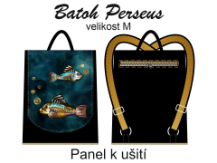 OB Panel k ušití -  Batoh Perseus velikost M - výběr z variant materiálu - stemapunk ryby návod k panelu zdarma - více v popisu produktu