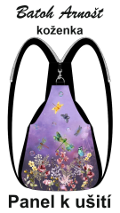 K Panel k ušití - Batoh Arnošt - květy, motýli, vážky vlastní UV tisk na objednávku - Koženka - návod k panelu zdarma