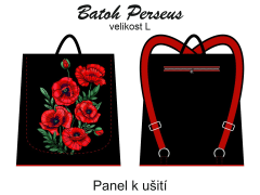 OB Panel k ušití -  Batoh Perseus velikost L - výběr z variant materiálu - vlčí máky návod k panelu zdarma - více v popisu produktu