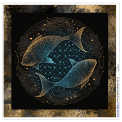 OB Panel k ušití  polštář -  Zodiac - Ryby  (znamení zvěrokruhu) výběr z variant