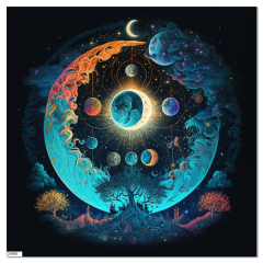 K OB - Koženkový panel o rozměru 24x24 cm - měsíc - koženka - vlastní UV tisk