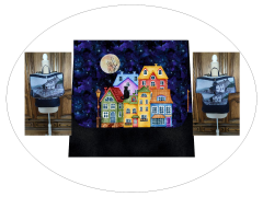 OB Panel k ušití - Překlápěcí/rolovací batoh - domečky kočárkovina - návod k panelu zdarma - více v popisu produktu