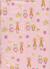 PA Úplet - zvířátka na pískovišti - na růžové digitální tisk 95% bavlna 5% elastan