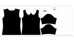 OB K - Panel se střihem - dětské tričko Fashion (šaty)-  černé tričko s bílým límečkem (Wednesday) funkční úplet 30300001 94% polyester 6% elastan - velice příjemný na omak