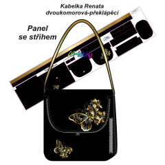 OB Panel se střihem -  Kabelka Renata - dvoukomorová překlápěcí - motýli návod k panelu zdarma - více v popisu produktu