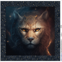 OB Panel k ušití  polštář -  Cat Zodiac - Lev   (znamení zvěrokruhu) výběr z variant