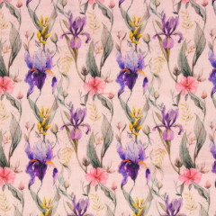 PA II. Jakost -  Dvojitá fáčovina/gázovina - double gauze - lněný vzhled květy 100% bavlna - VADNÉ ČTĚTE POPIS