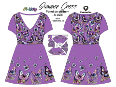 OB F - Panel k ušití - dámské šaty Summer Cross - motýli s květy výběr z variant materiálu a velikostí - náš sublimační tisk na objednávku