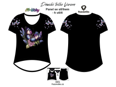 OB F - Panel se střihem - dámské tričko Verona  - motýl s květy Digitální tisk m-látky - výběr z variant  střih Fazonetka