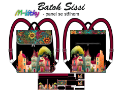 OB Panel se střihem -  Překlápěcí batoh Sissi - domečky (město) návod k panelu zdarma - více v popisu produktu