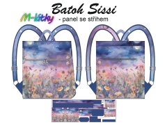 OB Panel se střihem -  Překlápěcí batoh Sissi - Luční květy návod k panelu zdarma - více v popisu produktu