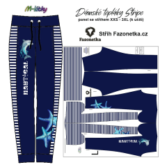 OB F - Panel k ušití  - dámské tepláky Stripe XXS - 3XL  - Nautical - námořní Panel k ušití - výběr z variant materiálu