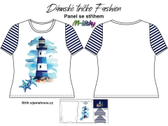 OB K - Panel k ušití - dámské tričko Fashion  - Námořní (nautical) náš sublimační tisk na objednávku - výběr z velikostí a materiálů