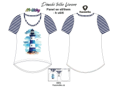 OB F - Panel se střihem - dámské tričko Verona  -  Nautical (námořní) Digitální tisk m-látky - výběr z variant  střih Fazonetka