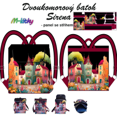OB Panel se střihem - Batoh Sirena - dvoukomorový překlápěcí batoh - domečky Kočárkovina - fotonávod v popisu produktu