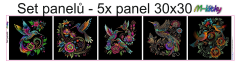 OB Set 5 ks panelů o rozměru 30x30 cm - kolibříci Mikrovlákno